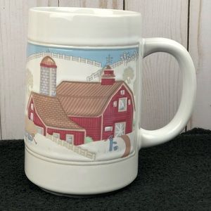 Vintage Otagiri Large Winter Farmhouse Coffee Hot Chocolate Mug- 5” tall - EUC